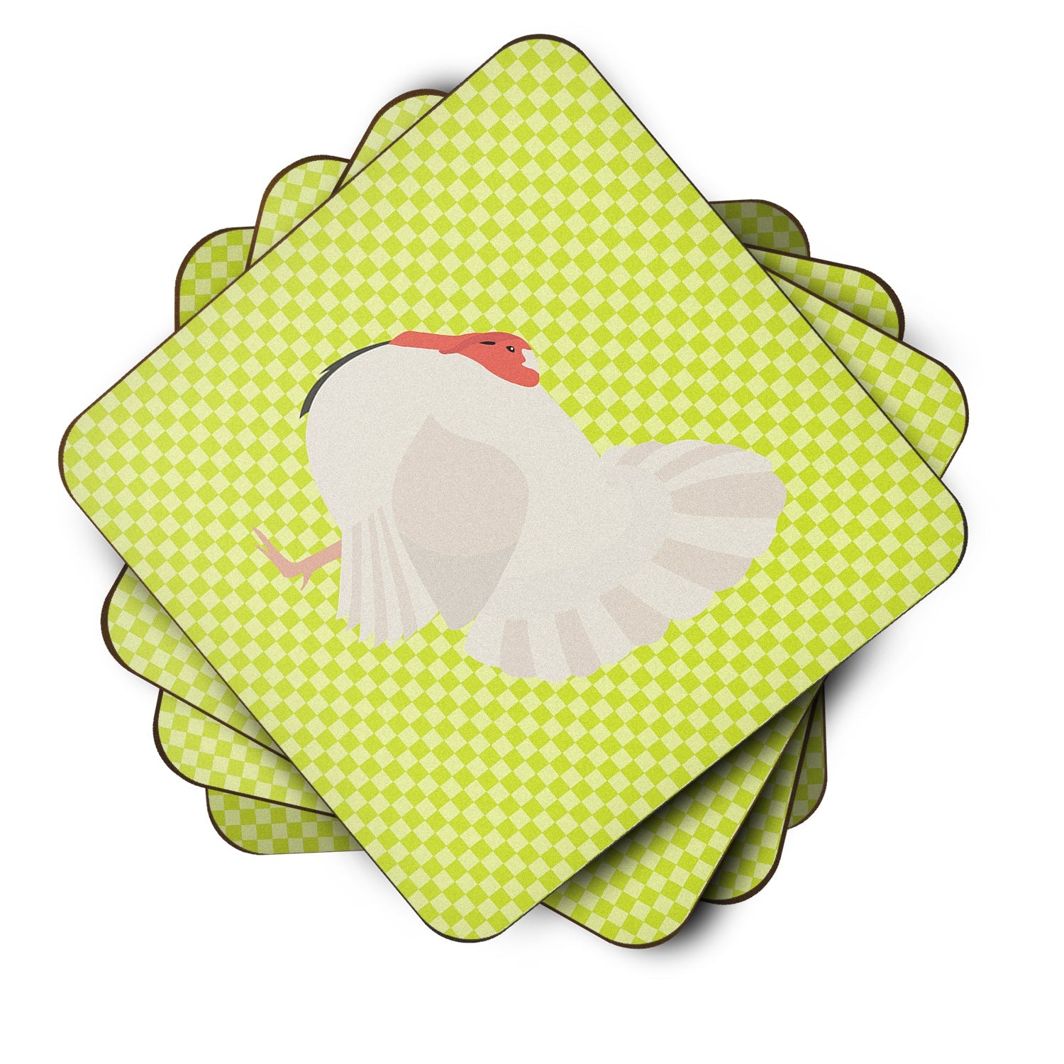 White Holland Turkey Green Foam Coasters Set of 4 Cup Coasters for Indoor Outdoor, Tabletop Protection, Anti Slip, Mouse pad Material