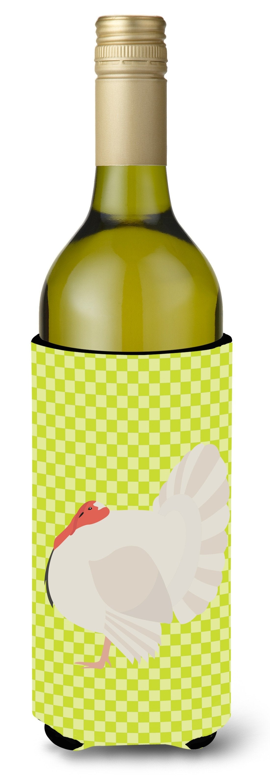 White Holland Turkey Green Wine Bottle Hugger Gift Sleeve for Standard 750 ml Bottles, Insulated Reusable Also Fits Mini Shot & Pint Bottles