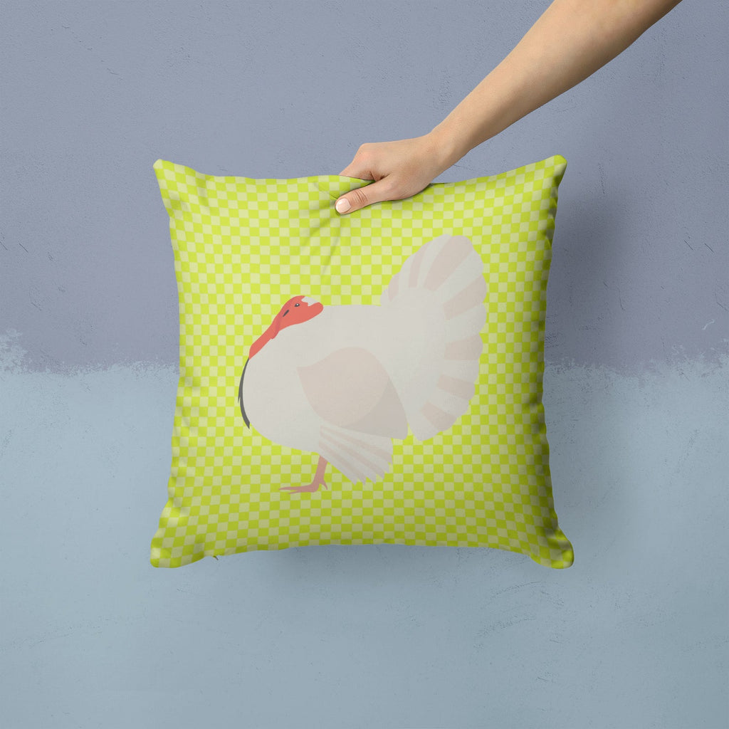 White Holland Turkey Green Decorative Throw Pillow 14x14 Indoor Outdoor Accent Cushion, Fabric Cover with Insert for Sofa, Bed, Porch & Living Room