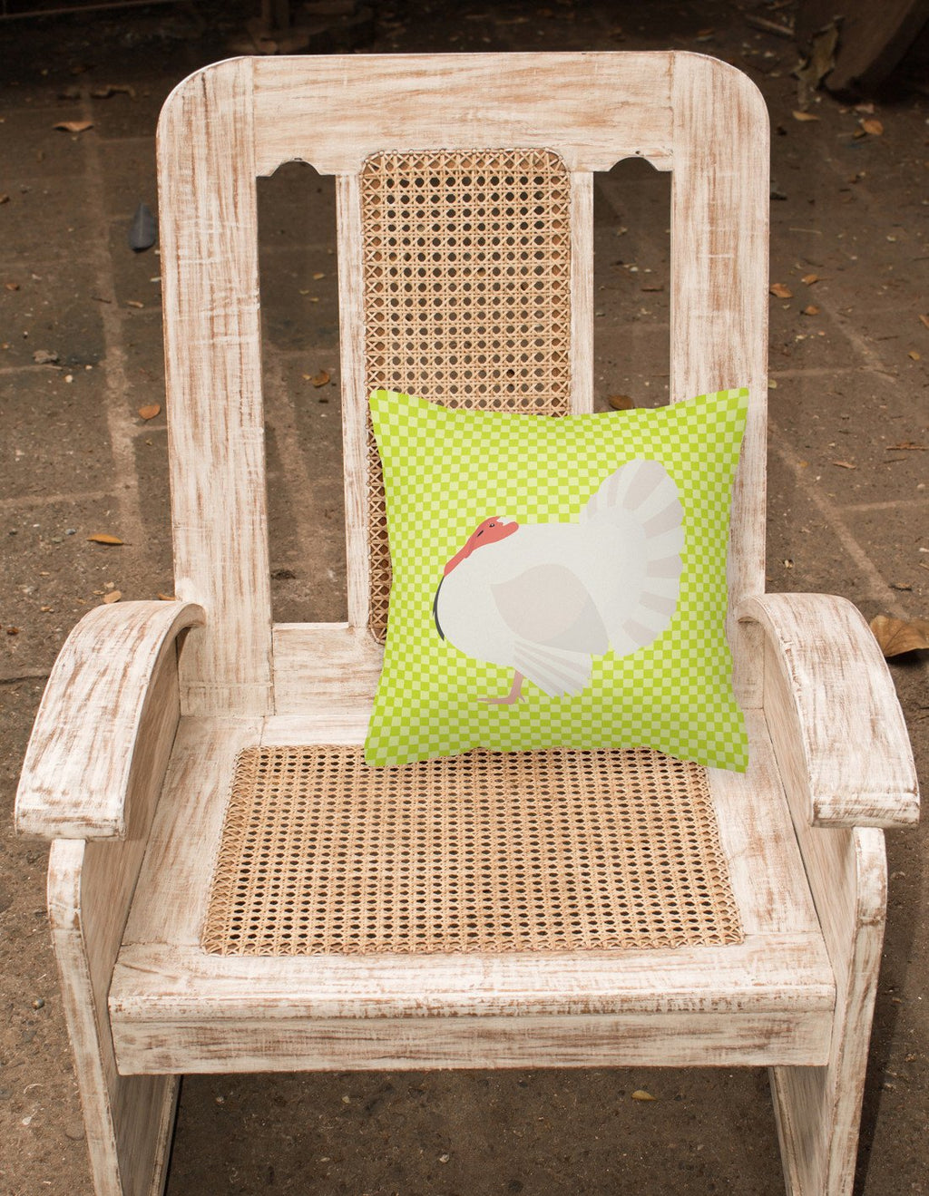 White Holland Turkey Green Decorative Throw Pillow 18x18 Indoor Outdoor Accent Cushion, Fabric Cover with Insert for Sofa, Bed, Porch & Living Room