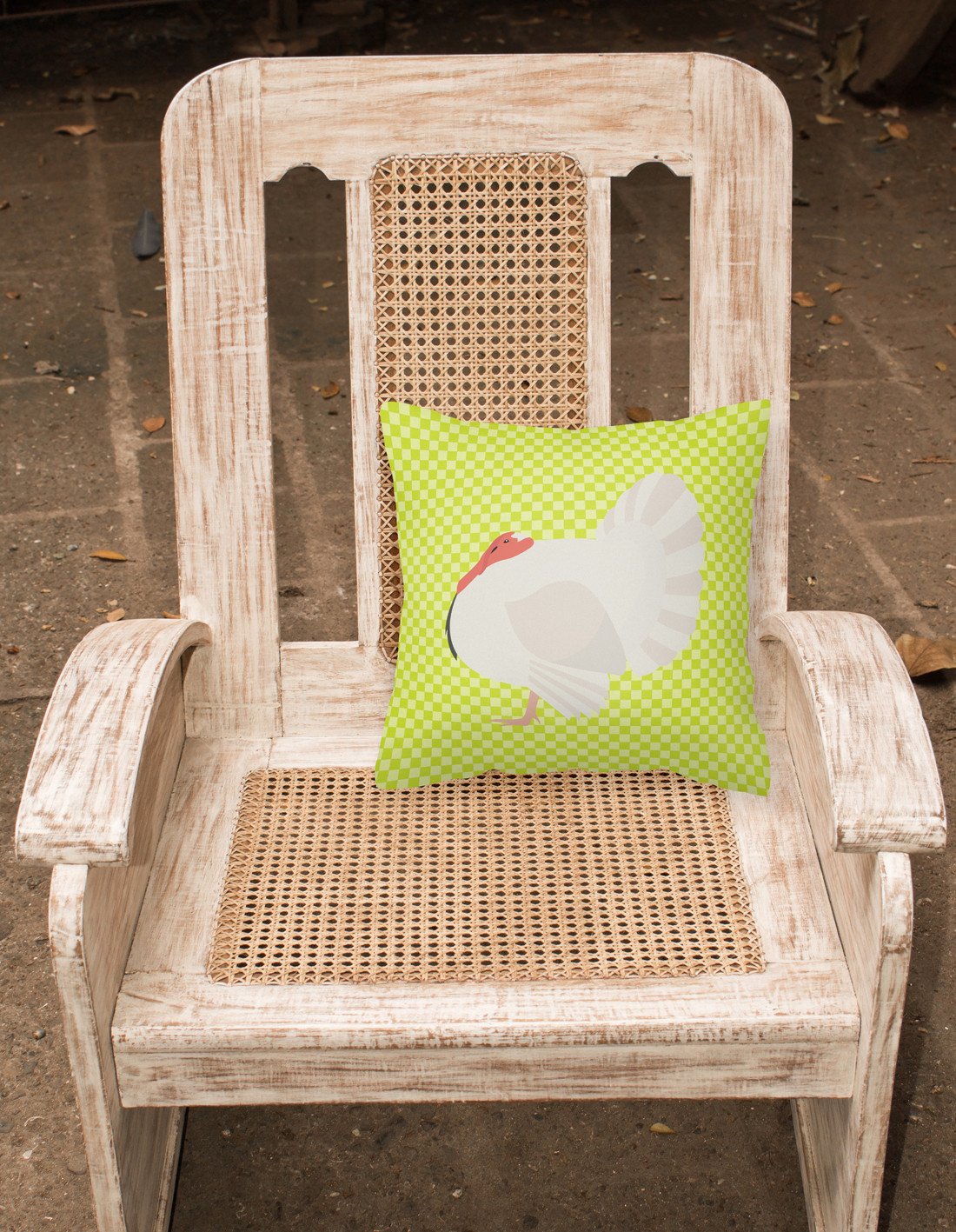 White Holland Turkey Green Decorative Throw Pillow 18x18 Indoor Outdoor Accent Cushion, Fabric Cover with Insert for Sofa, Bed, Porch & Living Room