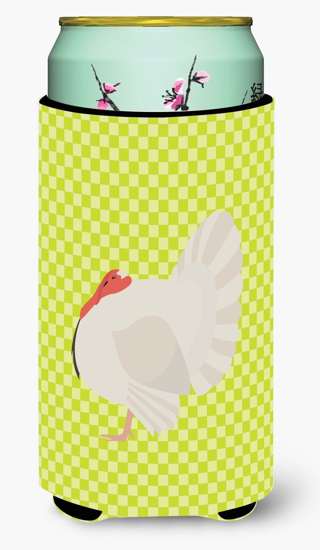 White Holland Turkey Green Tall Boy Hugger Can Cooler Sleeve Machine Washable Drink Collapsible Insulator Beverage Insulated Holder