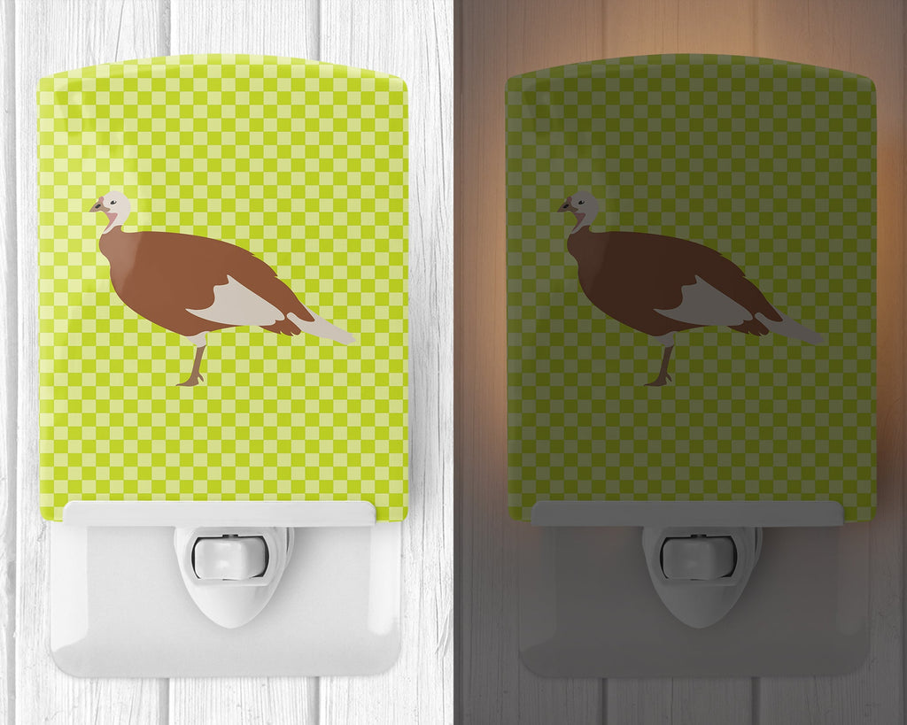 Jersey Buff Turkey Hen Green Ceramic Night Light Compact, UL-Certified, Ideal for Bedroom, Bathroom, Nursery, Hallway, Kitchen, 6x4x3, Multicolor