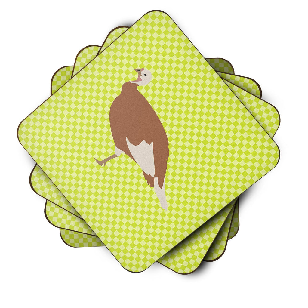 Jersey Buff Turkey Hen Green Foam Coasters Set of 4 Cup Coasters for Indoor Outdoor, Tabletop Protection, Anti Slip, Mouse pad Material