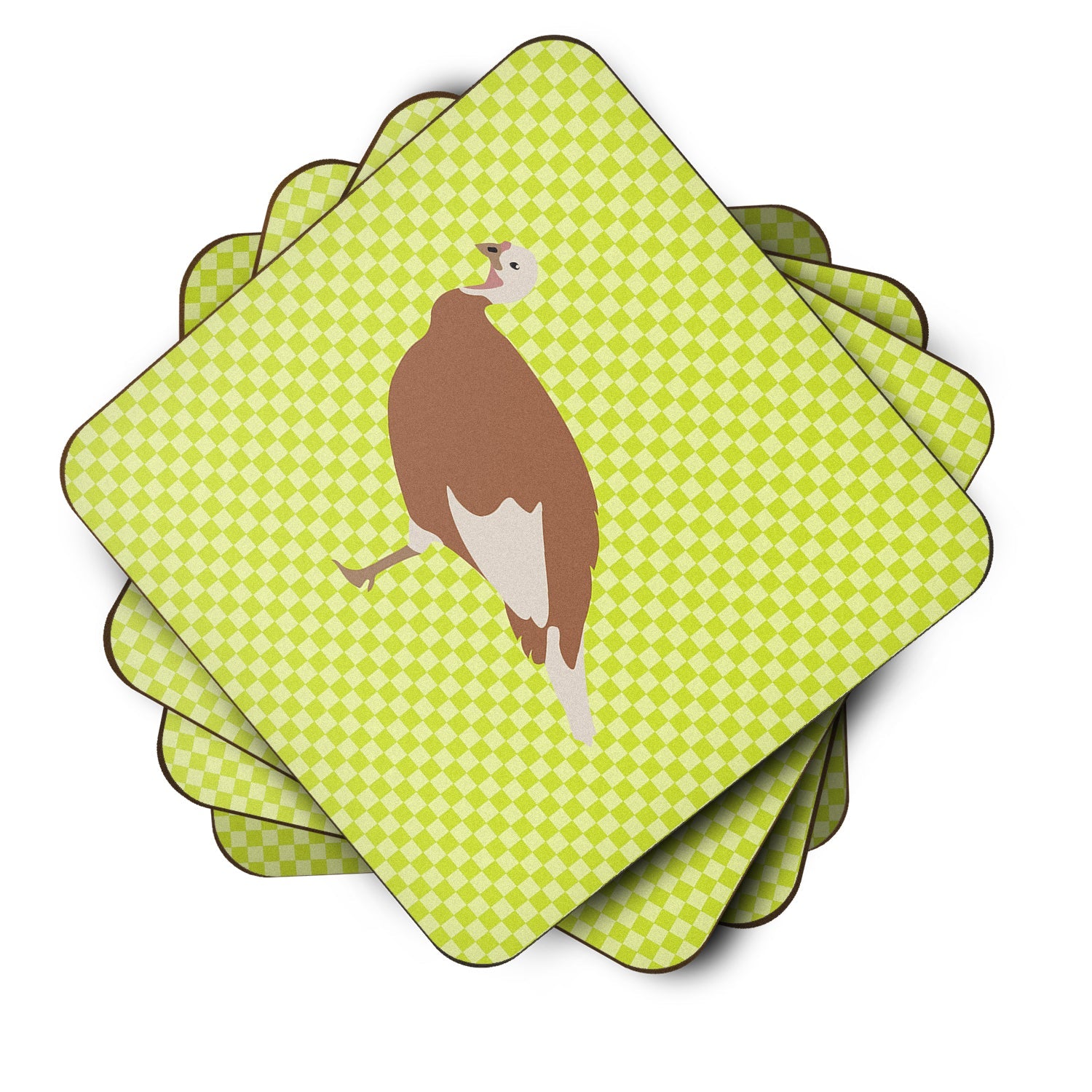 Jersey Buff Turkey Hen Green Foam Coasters Set of 4 Cup Coasters for Indoor Outdoor, Tabletop Protection, Anti Slip, Mouse pad Material