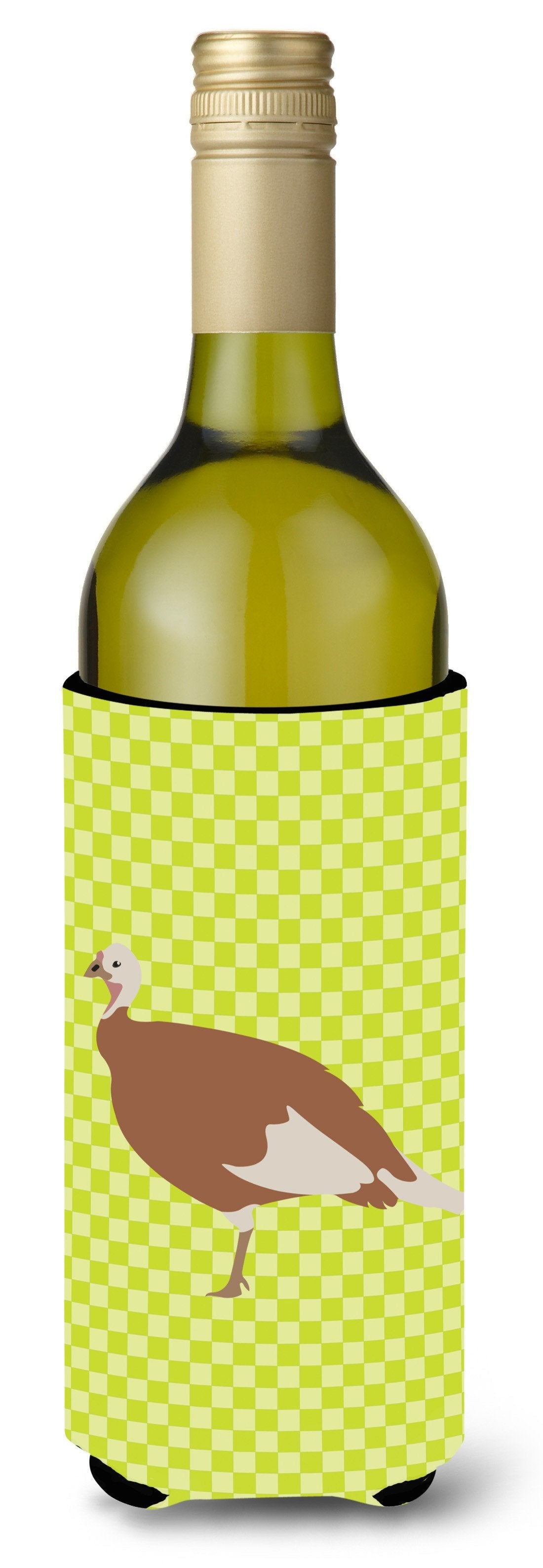 Jersey Buff Turkey Hen Green Wine Bottle Hugger Gift Sleeve for Standard 750 ml Bottles, Insulated Reusable Also Fits Mini Shot & Pint Bottles