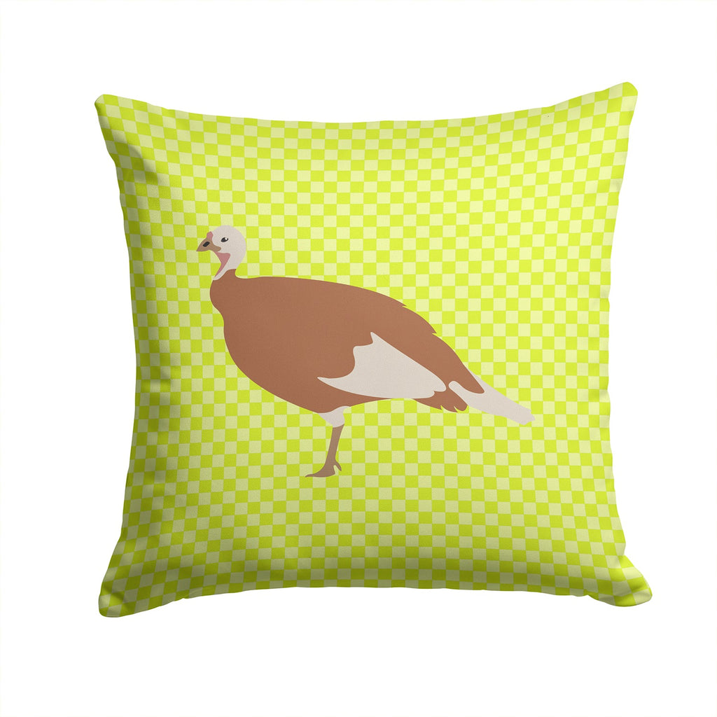 Jersey Buff Turkey Hen Green Decorative Throw Pillow 14x14 Indoor Outdoor Accent Cushion, Fabric Cover with Insert for Sofa, Bed, Porch & Living Room