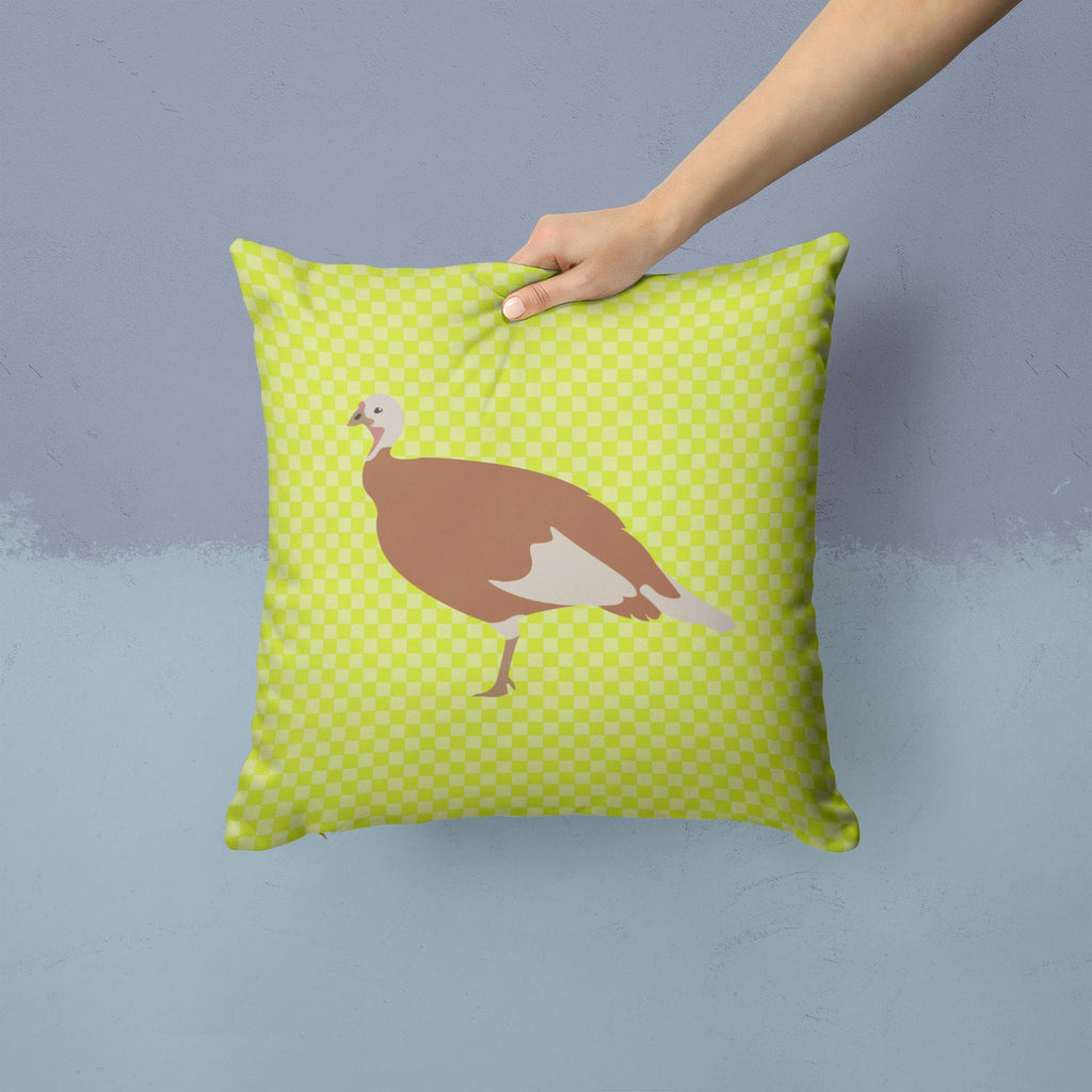Jersey Buff Turkey Hen Green Decorative Throw Pillow 14x14 Indoor Outdoor Accent Cushion, Fabric Cover with Insert for Sofa, Bed, Porch & Living Room