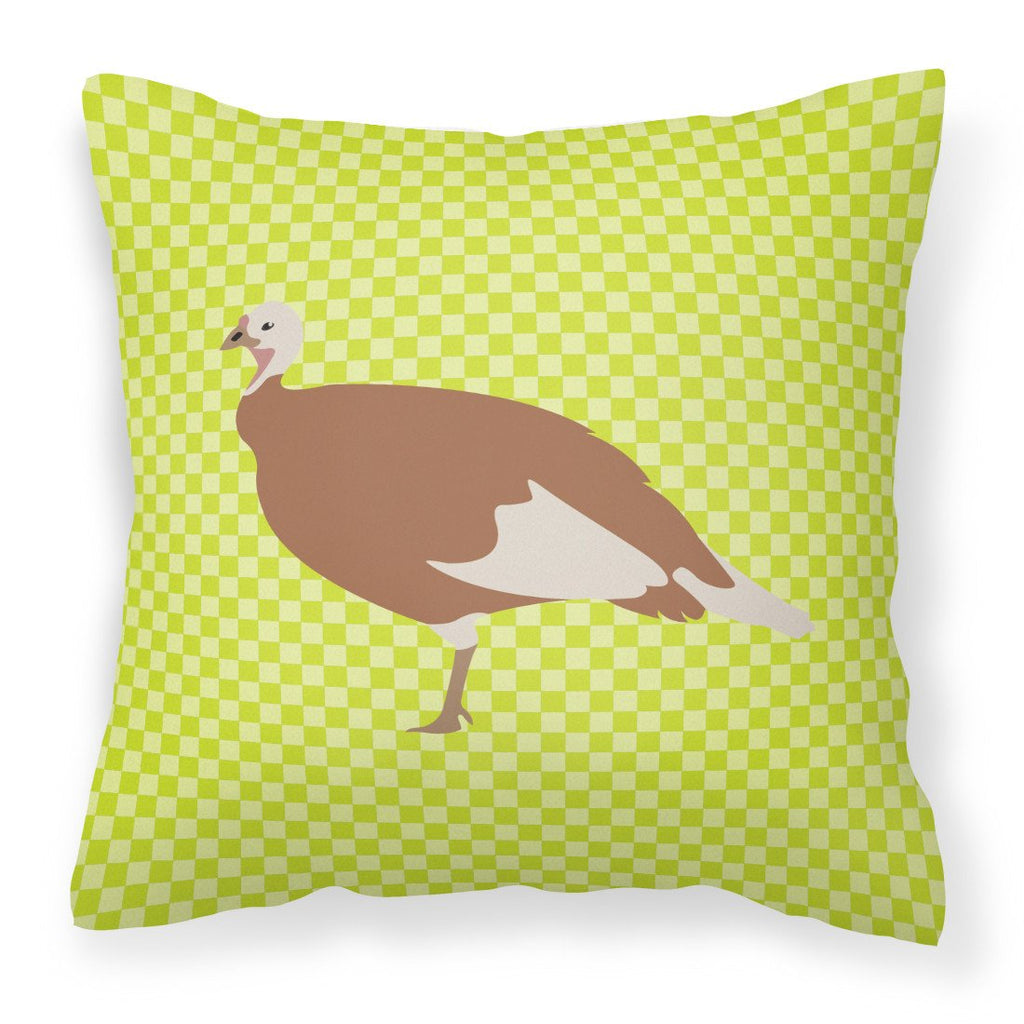 Jersey Buff Turkey Hen Green Decorative Throw Pillow 18x18 Indoor Outdoor Accent Cushion, Fabric Cover with Insert for Sofa, Bed, Porch & Living Room