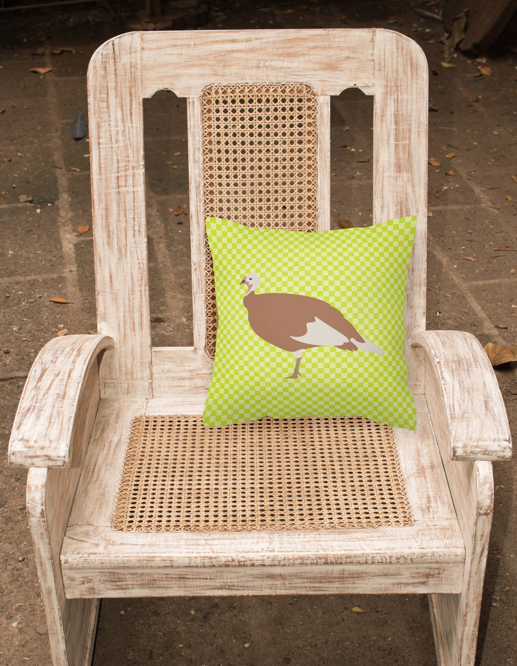 Jersey Buff Turkey Hen Green Decorative Throw Pillow 18x18 Indoor Outdoor Accent Cushion, Fabric Cover with Insert for Sofa, Bed, Porch & Living Room