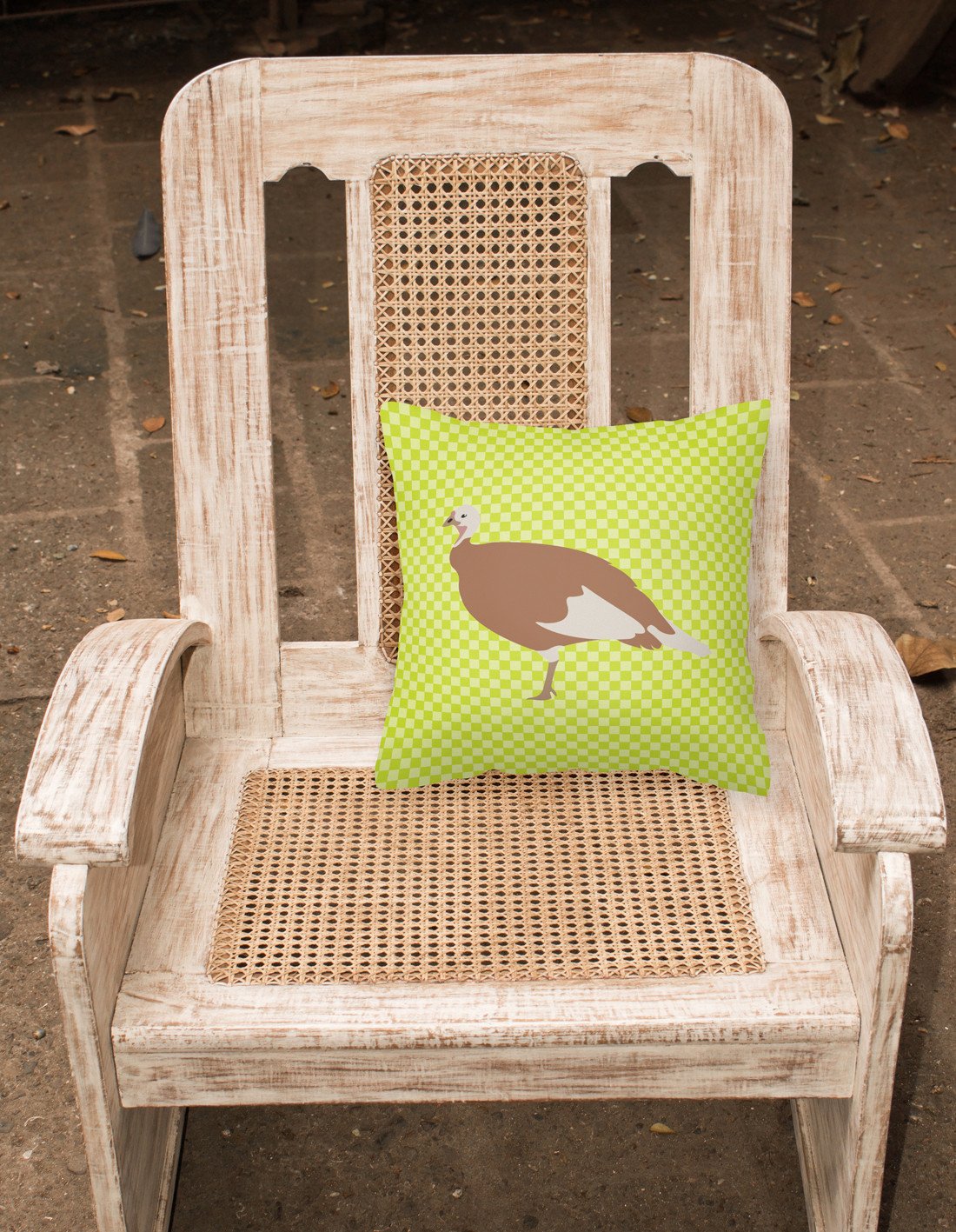 Jersey Buff Turkey Hen Green Decorative Throw Pillow 18x18 Indoor Outdoor Accent Cushion, Fabric Cover with Insert for Sofa, Bed, Porch & Living Room