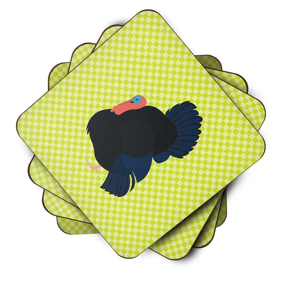 Norfolk Black Turkey Green Foam Coasters Set of 4 Cup Coasters for Indoor Outdoor, Tabletop Protection, Anti Slip, Mouse pad Material