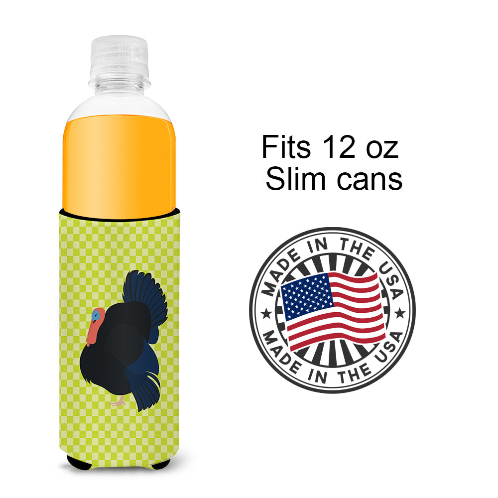 Norfolk Black Turkey Green Slim Can Hugger , Insulated Foam Hugger for 12 oz Slim Cans, Beer Bottles & Water Bottles, Printed in USA