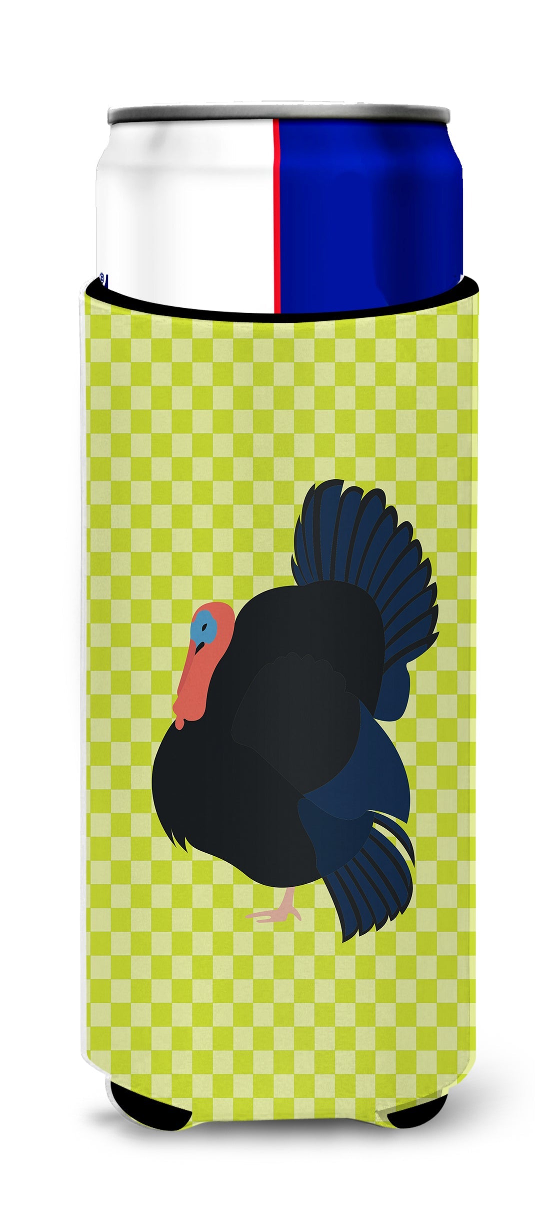 Norfolk Black Turkey Green Slim Can Hugger , Insulated Foam Hugger for 12 oz Slim Cans, Beer Bottles & Water Bottles, Printed in USA