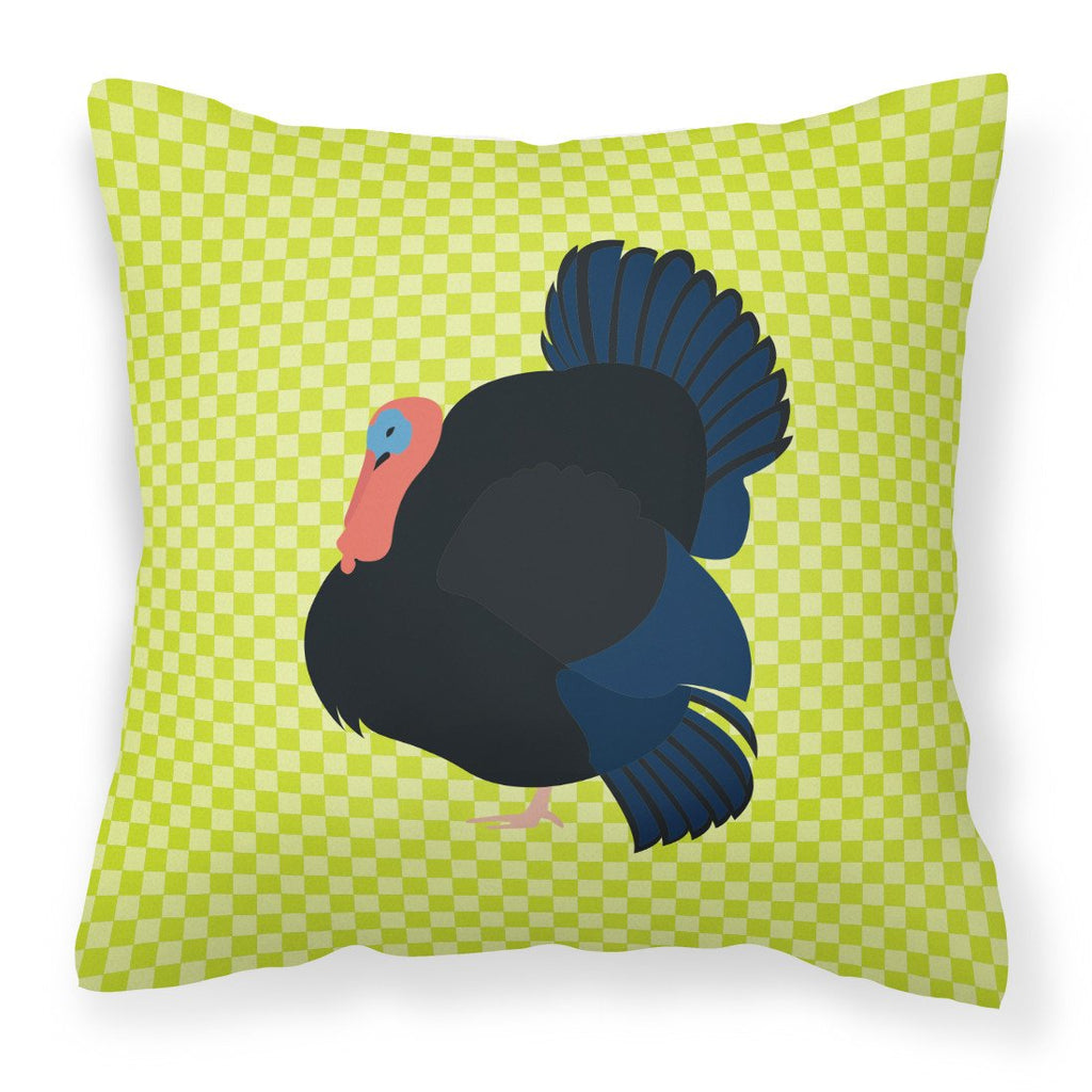 Norfolk Black Turkey Green Decorative Throw Pillow 18x18 Indoor Outdoor Accent Cushion, Fabric Cover with Insert for Sofa, Bed, Porch & Living Room