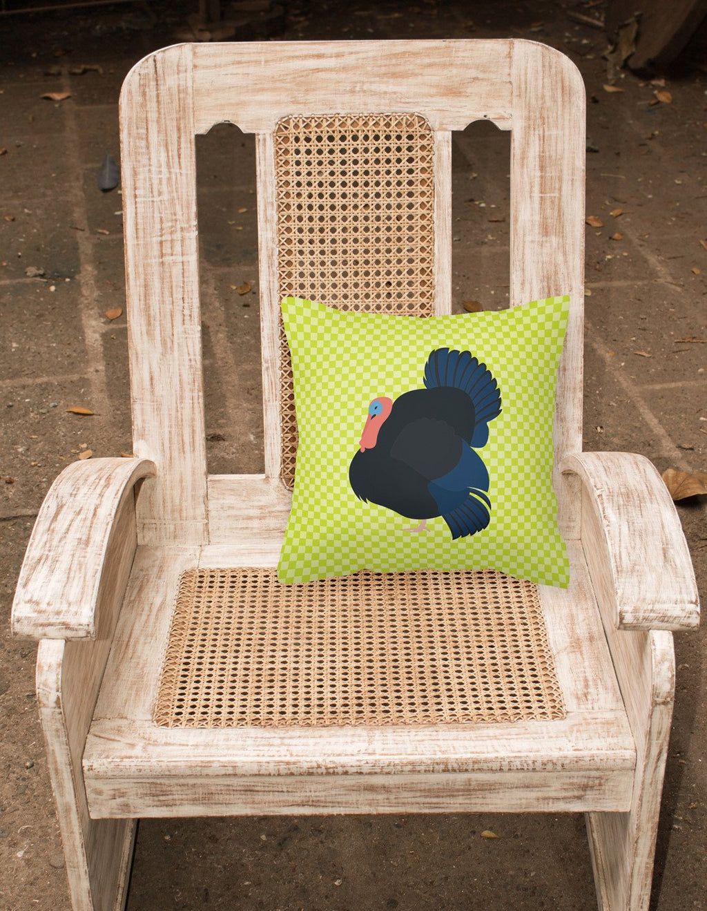 Norfolk Black Turkey Green Decorative Throw Pillow 18x18 Indoor Outdoor Accent Cushion, Fabric Cover with Insert for Sofa, Bed, Porch & Living Room