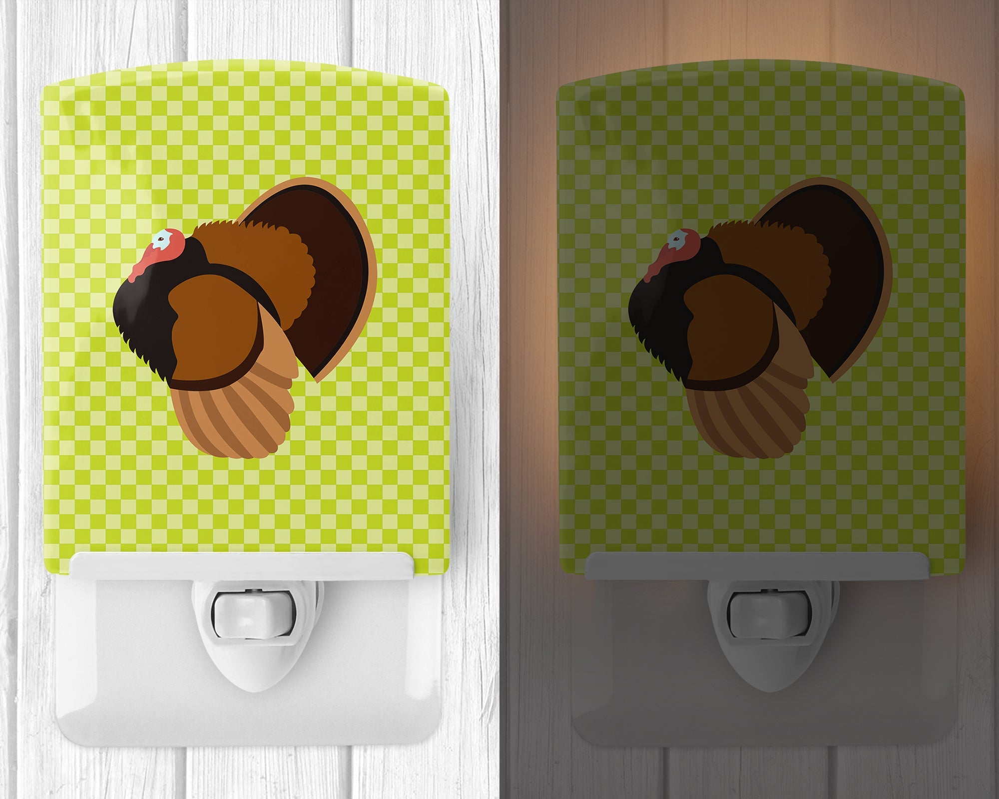 Bronze Turkey Green Ceramic Night Light Compact, UL-Certified, Ideal for Bedroom, Bathroom, Nursery, Hallway, Kitchen, 6x4x3, Multicolor