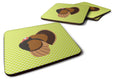 Bronze Turkey Green Foam Coasters Set of 4 Cup Coasters for Indoor Outdoor, Tabletop Protection, Anti Slip, Mouse pad Material