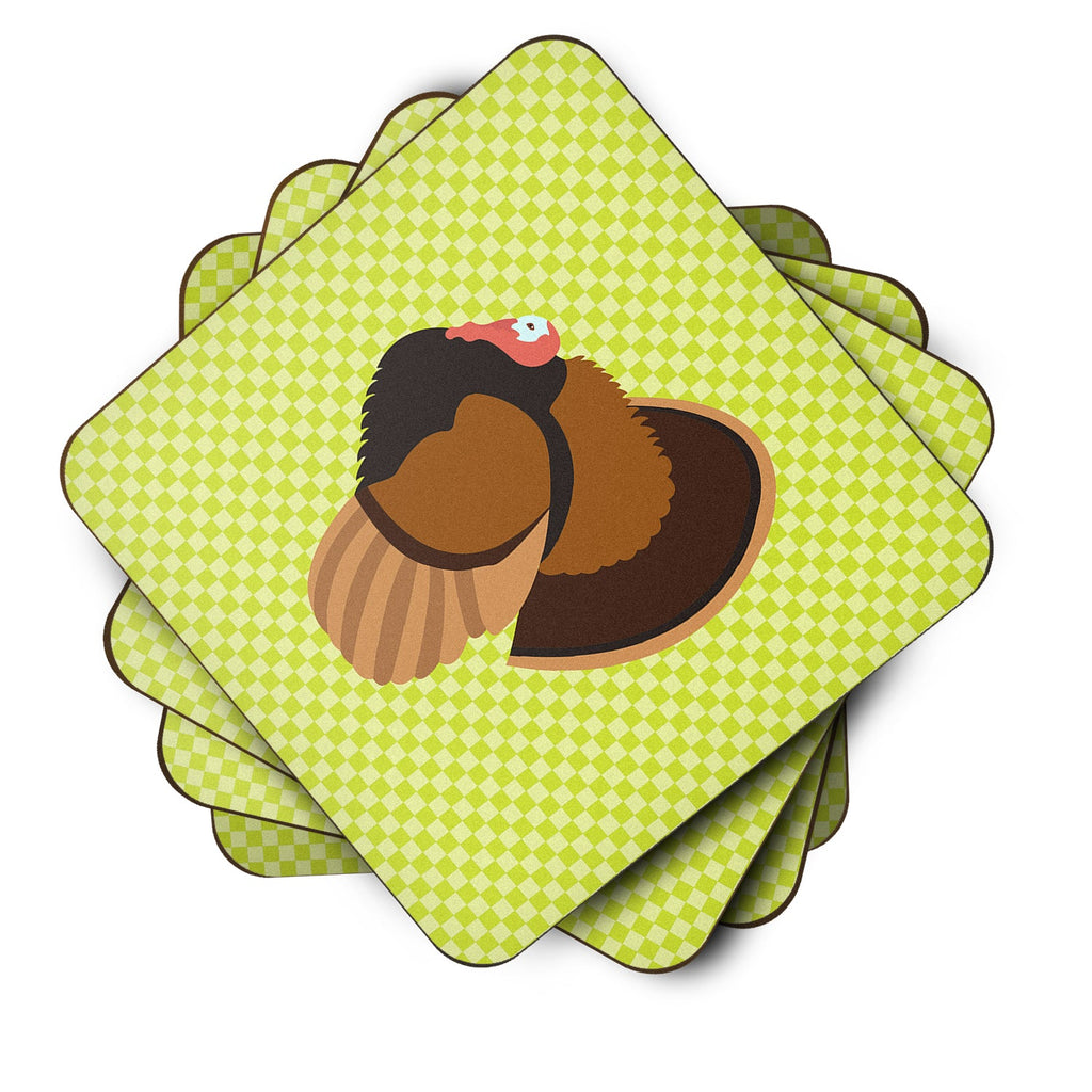 Bronze Turkey Green Foam Coasters Set of 4 Cup Coasters for Indoor Outdoor, Tabletop Protection, Anti Slip, Mouse pad Material