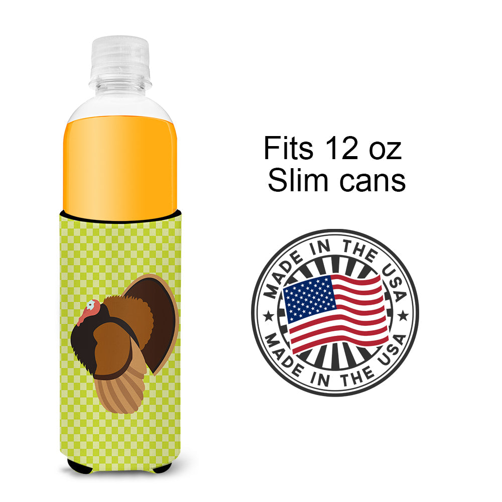 Bronze Turkey Green Slim Can Hugger , Insulated Foam Hugger for 12 oz Slim Cans, Beer Bottles & Water Bottles, Printed in USA