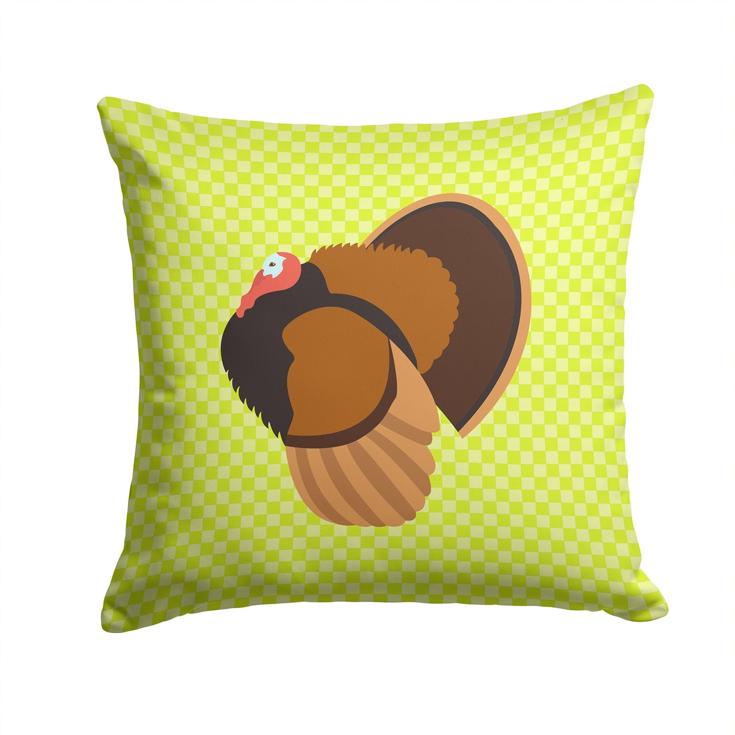 Bronze Turkey Green Decorative Throw Pillow 14x14 Indoor Outdoor Accent Cushion, Fabric Cover with Insert for Sofa, Bed, Porch & Living Room