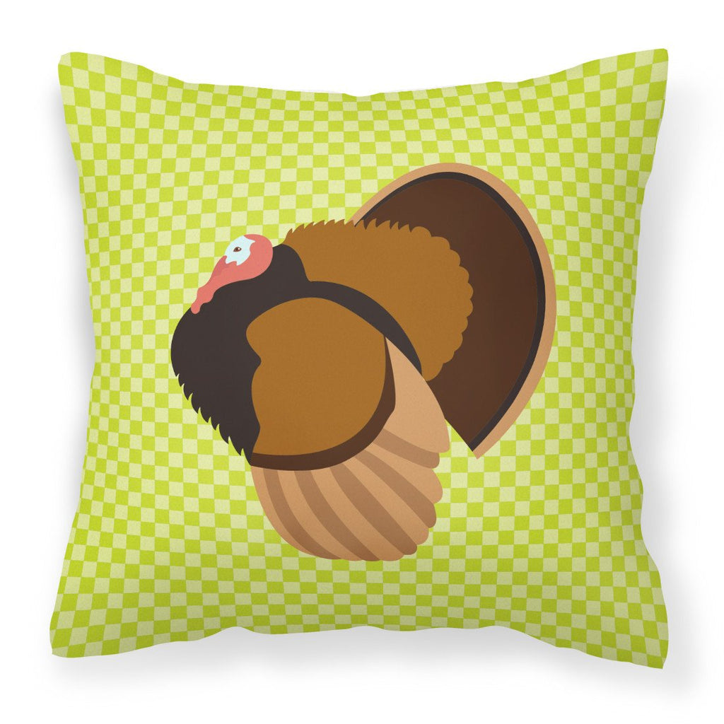 Bronze Turkey Green Decorative Throw Pillow 18x18 Indoor Outdoor Accent Cushion, Fabric Cover with Insert for Sofa, Bed, Porch & Living Room