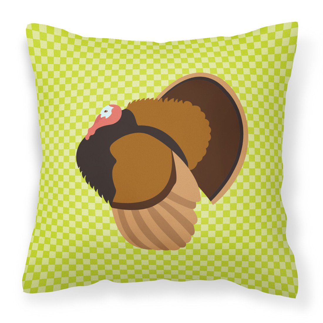 Bronze Turkey Green Decorative Throw Pillow 18x18 Indoor Outdoor Accent Cushion, Fabric Cover with Insert for Sofa, Bed, Porch & Living Room