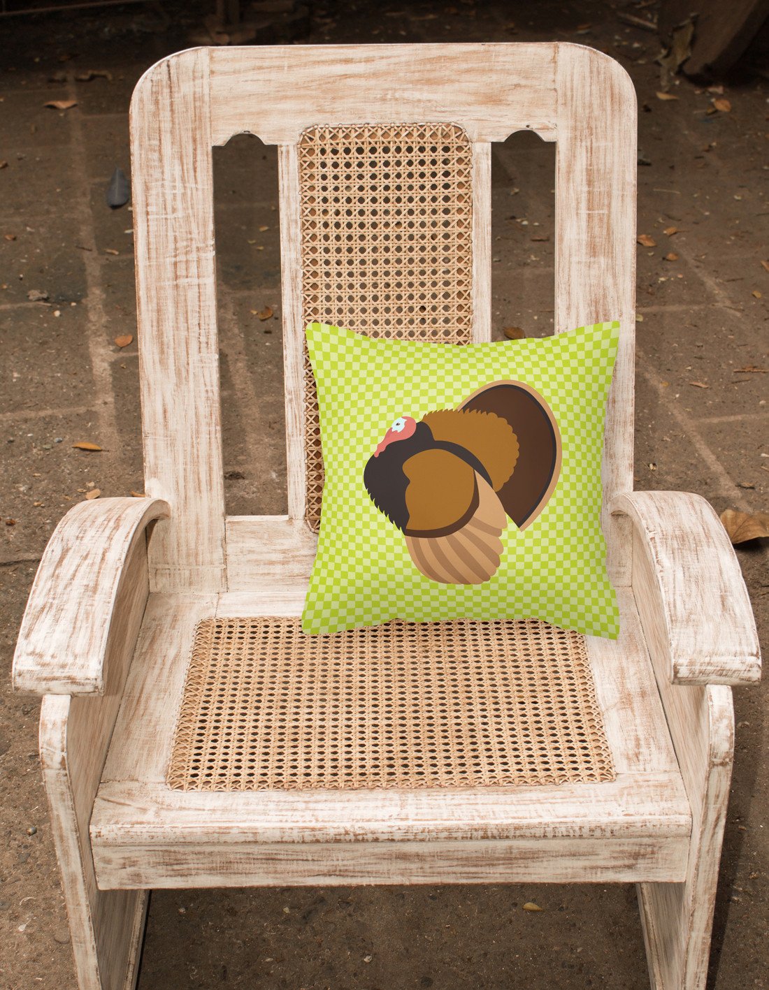 Bronze Turkey Green Decorative Throw Pillow 18x18 Indoor Outdoor Accent Cushion, Fabric Cover with Insert for Sofa, Bed, Porch & Living Room
