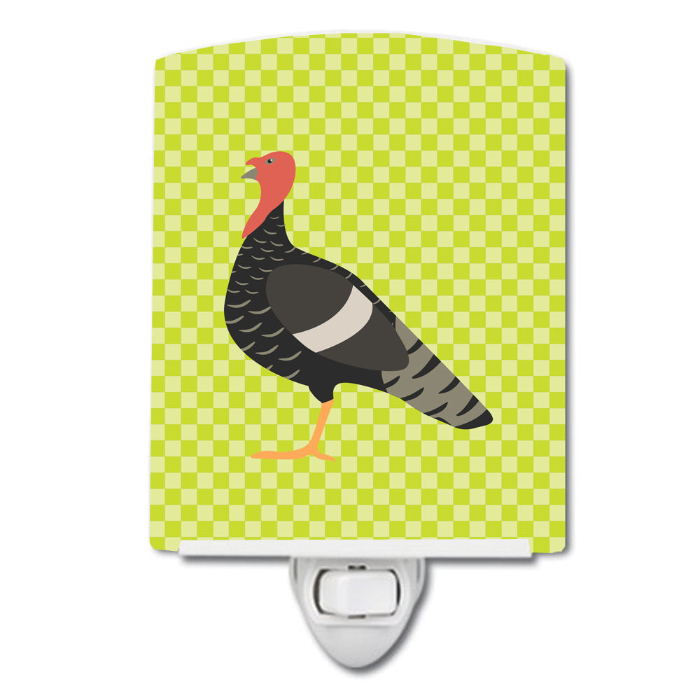 Marragansett Turkey Green Ceramic Night Light Compact, UL-Certified, Ideal for Bedroom, Bathroom, Nursery, Hallway, Kitchen, 6x4x3, Multicolor