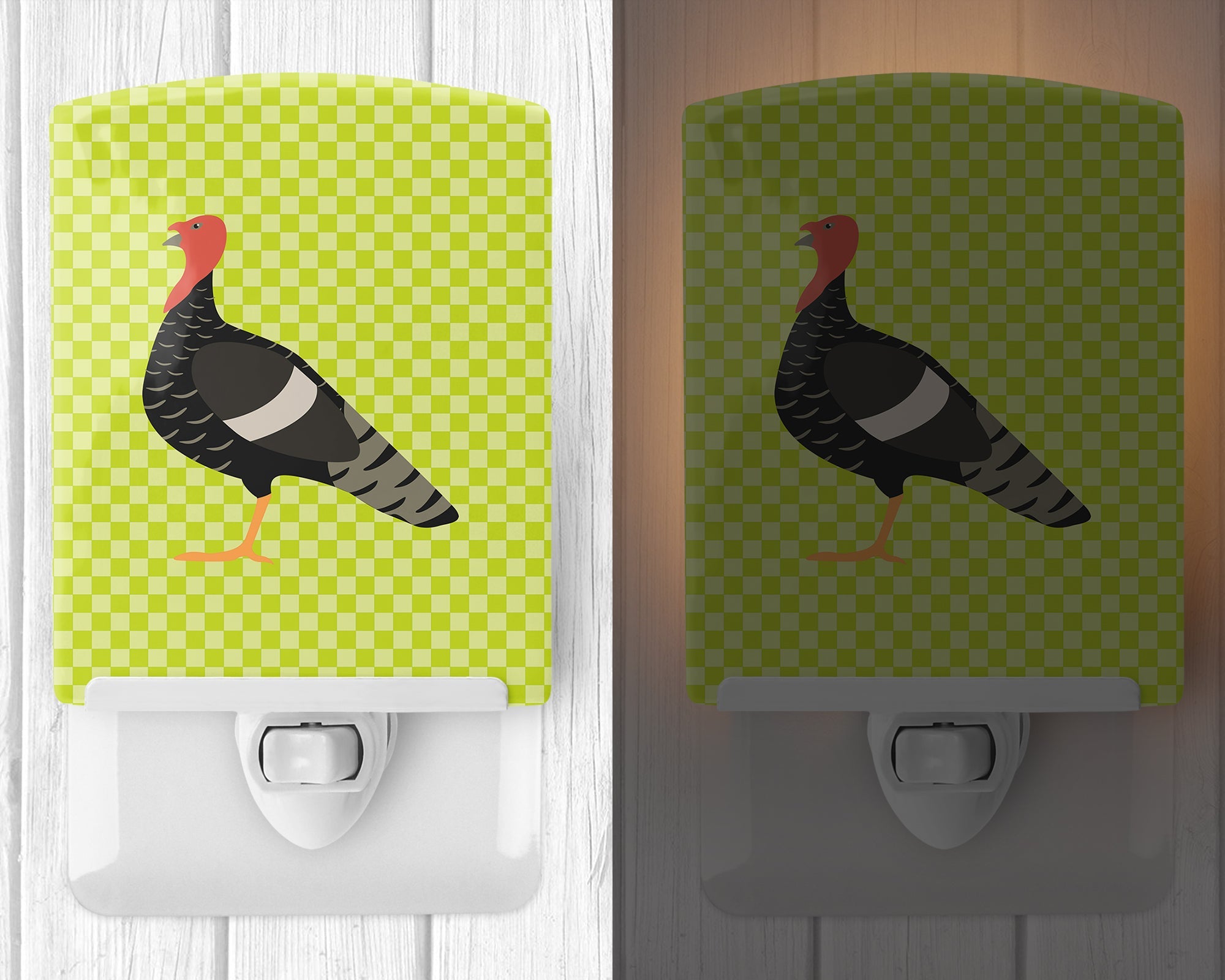 Marragansett Turkey Green Ceramic Night Light Compact, UL-Certified, Ideal for Bedroom, Bathroom, Nursery, Hallway, Kitchen, 6x4x3, Multicolor