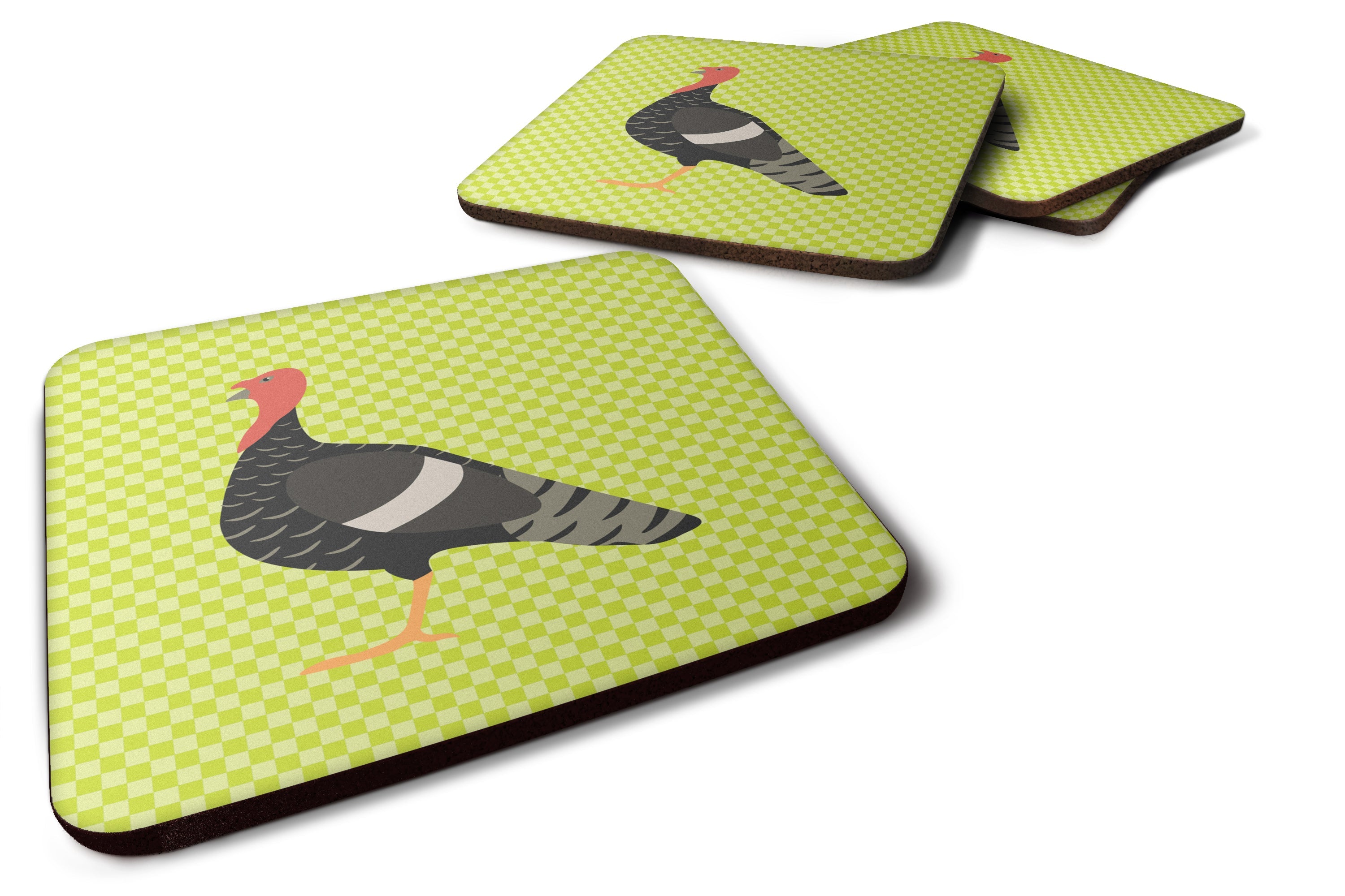 Marragansett Turkey Green Foam Coasters Set of 4 Cup Coasters for Indoor Outdoor, Tabletop Protection, Anti Slip, Mouse pad Material