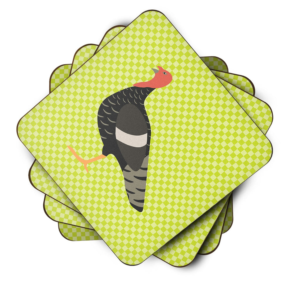 Marragansett Turkey Green Foam Coasters Set of 4 Cup Coasters for Indoor Outdoor, Tabletop Protection, Anti Slip, Mouse pad Material