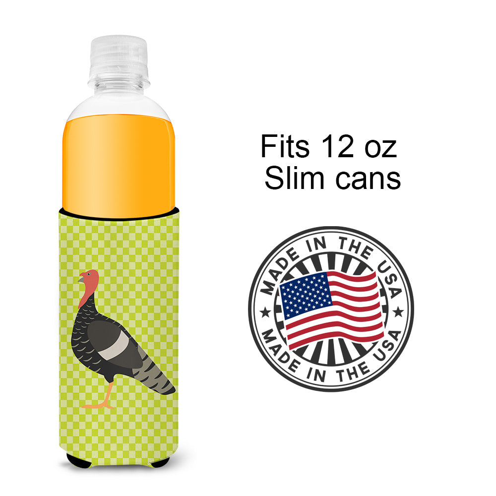 Marragansett Turkey Green Slim Can Hugger , Insulated Foam Hugger for 12 oz Slim Cans, Beer Bottles & Water Bottles, Printed in USA