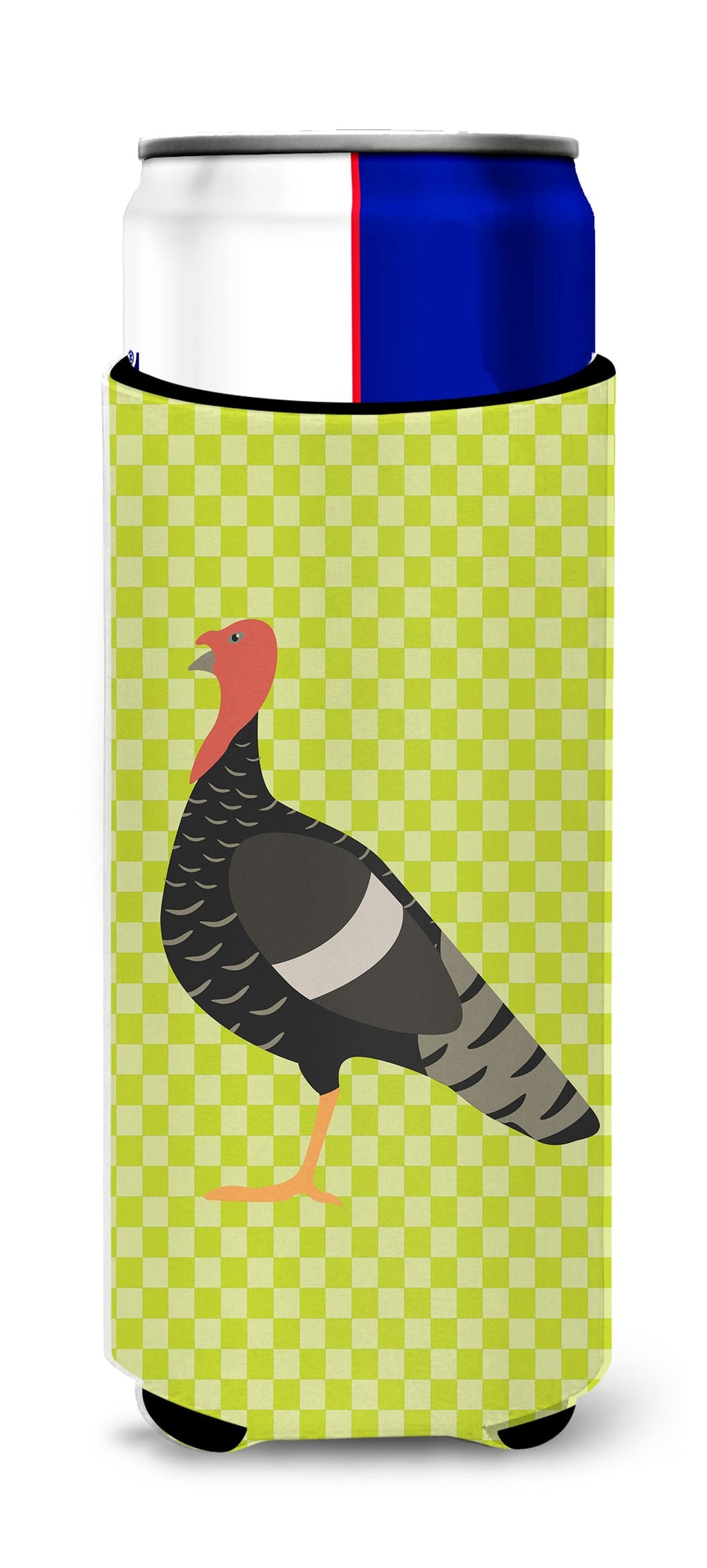 Marragansett Turkey Green Slim Can Hugger , Insulated Foam Hugger for 12 oz Slim Cans, Beer Bottles & Water Bottles, Printed in USA
