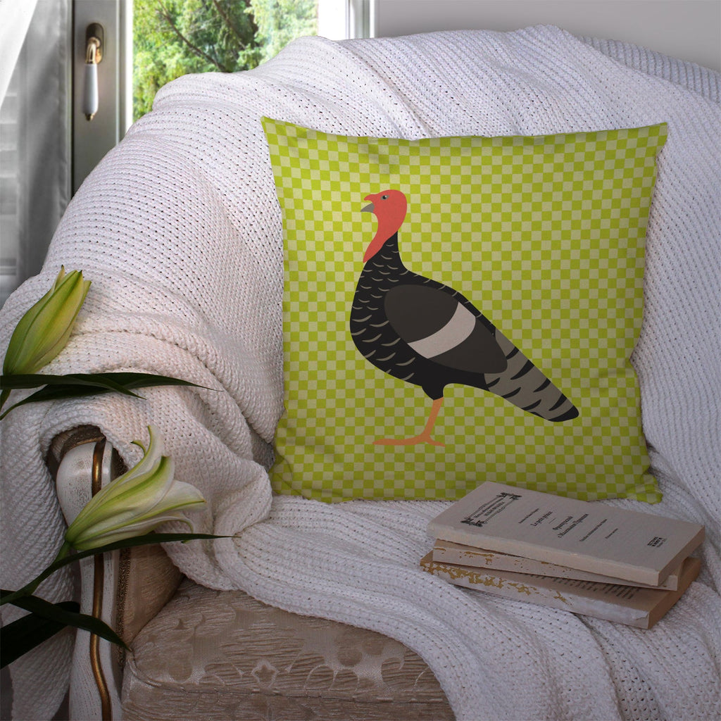 Marragansett Turkey Green Decorative Throw Pillow 14x14 Indoor Outdoor Accent Cushion, Fabric Cover with Insert for Sofa, Bed, Porch & Living Room