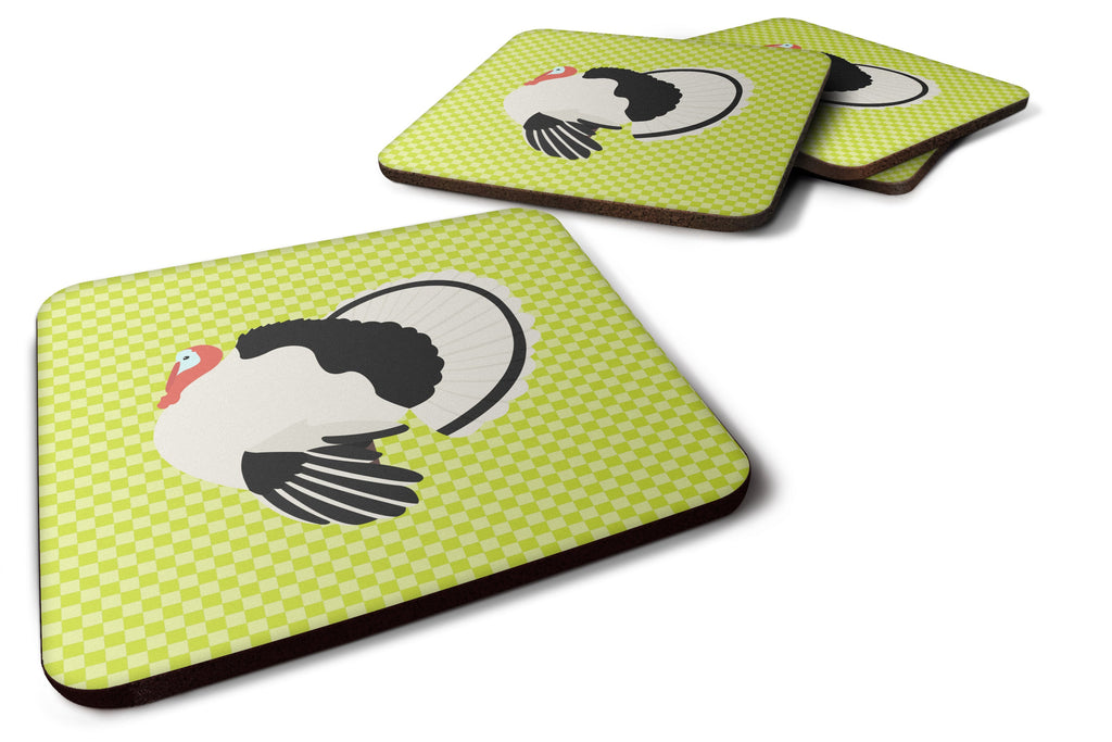 Royal Palm Turkey Green Foam Coasters Set of 4 Cup Coasters for Indoor Outdoor, Tabletop Protection, Anti Slip, Mouse pad Material
