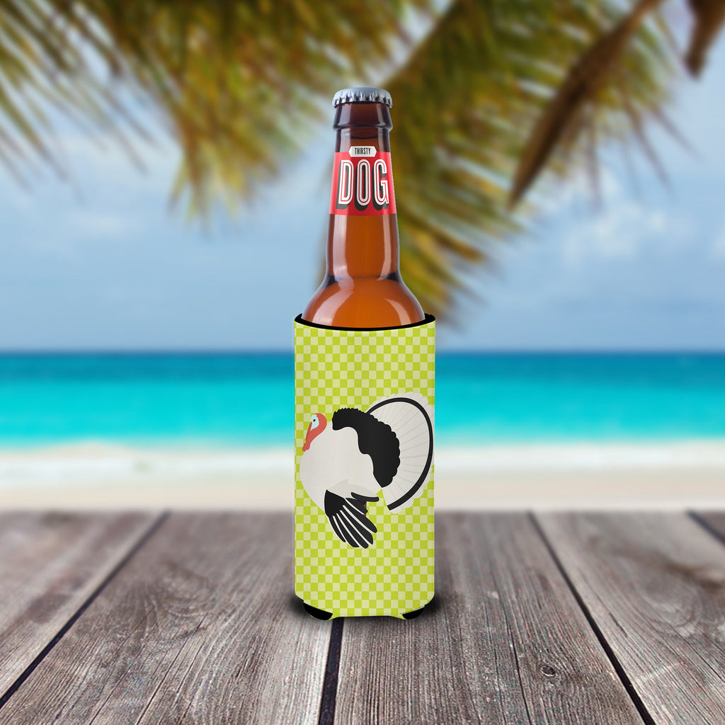 Royal Palm Turkey Green Slim Can Hugger , Insulated Foam Hugger for 12 oz Slim Cans, Beer Bottles & Water Bottles, Printed in USA