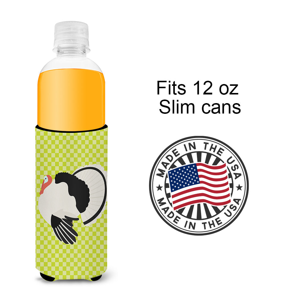 Royal Palm Turkey Green Slim Can Hugger , Insulated Foam Hugger for 12 oz Slim Cans, Beer Bottles & Water Bottles, Printed in USA