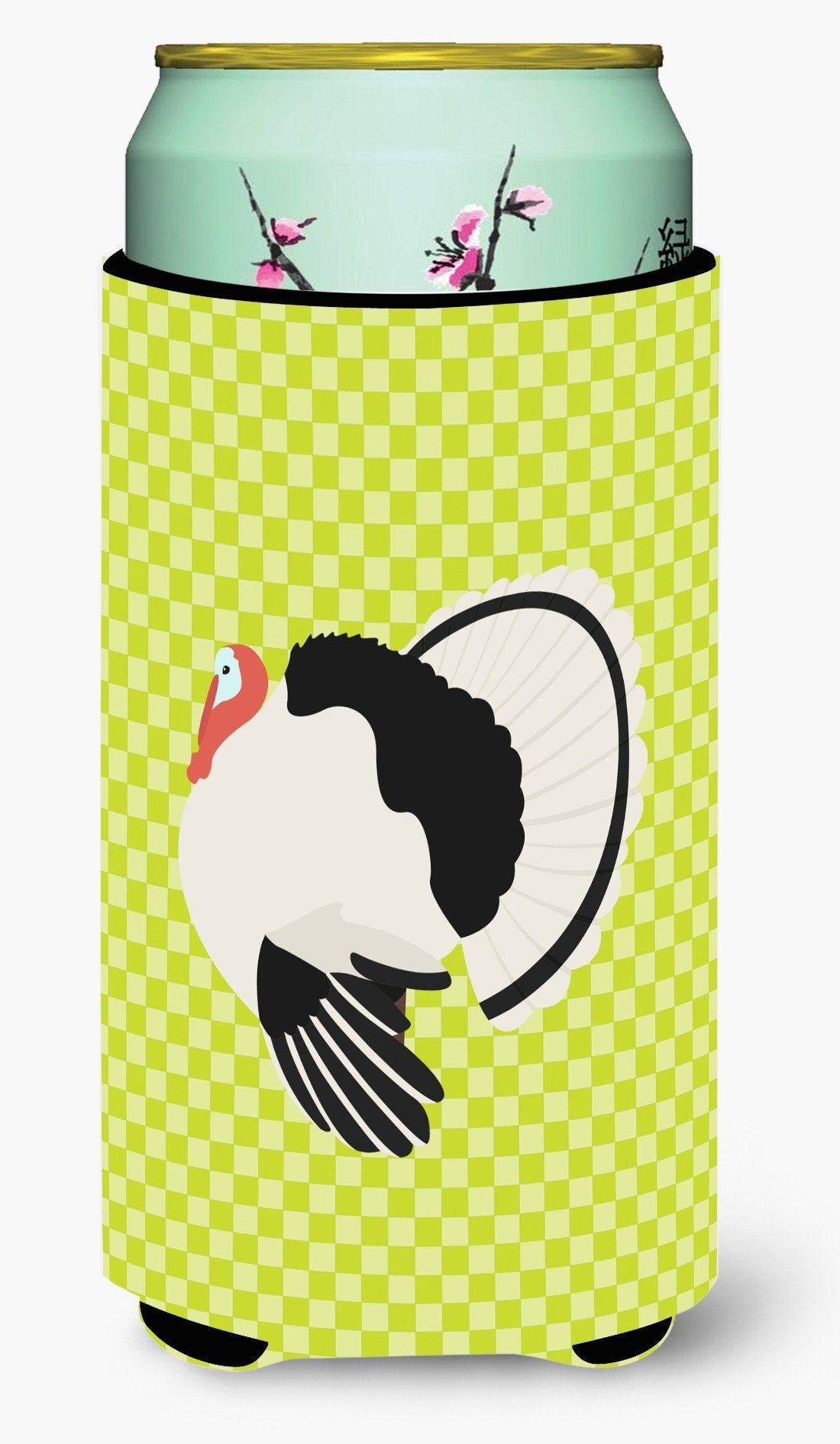Royal Palm Turkey Green Tall Boy Hugger Can Cooler Sleeve Machine Washable Drink Collapsible Insulator Beverage Insulated Holder