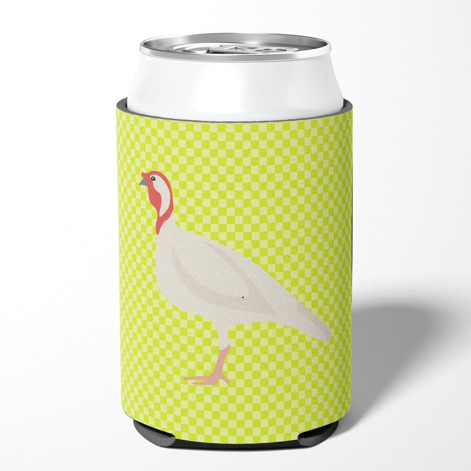 Beltsville Small White Turkey Hen Green Can or Bottle Hugger Cooler Sleeve for Standard 12 oz Cans, Insulated Foam Beer & Soda Can Hugger Reusable