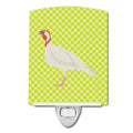 Beltsville Small White Turkey Hen Green Ceramic Night Light Compact, UL-Certified, Ideal for Bedroom, Bathroom, Nursery, Hallway, Kitchen, 6x4x3, Multicolor