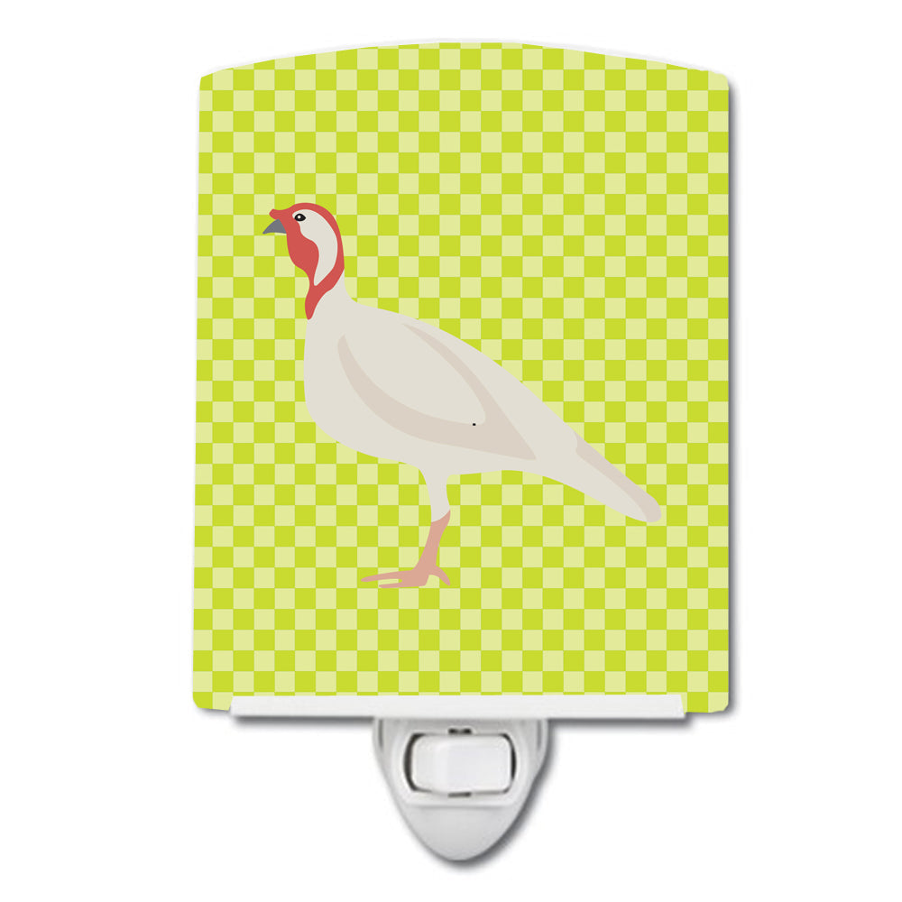 Beltsville Small White Turkey Hen Green Ceramic Night Light Compact, UL-Certified, Ideal for Bedroom, Bathroom, Nursery, Hallway, Kitchen, 6x4x3, Multicolor