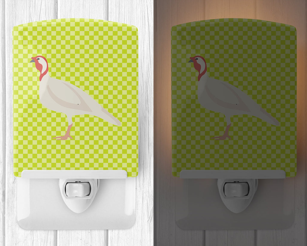 Beltsville Small White Turkey Hen Green Ceramic Night Light Compact, UL-Certified, Ideal for Bedroom, Bathroom, Nursery, Hallway, Kitchen, 6x4x3, Multicolor