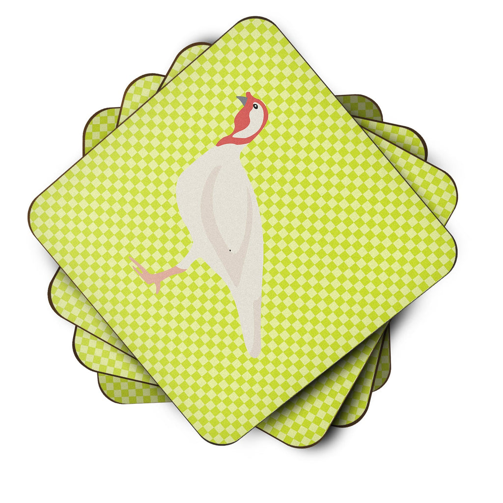 Beltsville Small White Turkey Hen Green Foam Coasters Set of 4 Cup Coasters for Indoor Outdoor, Tabletop Protection, Anti Slip, Mouse pad Material