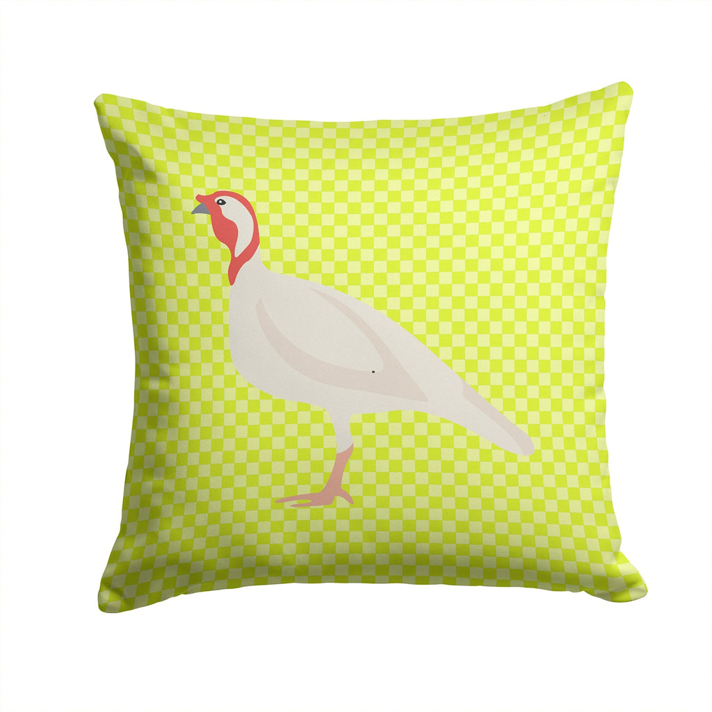 Beltsville Small White Turkey Hen Green Decorative Throw Pillow 14x14 Indoor Outdoor Accent Cushion, Fabric Cover with Insert for Sofa, Bed, Porch & Living Room
