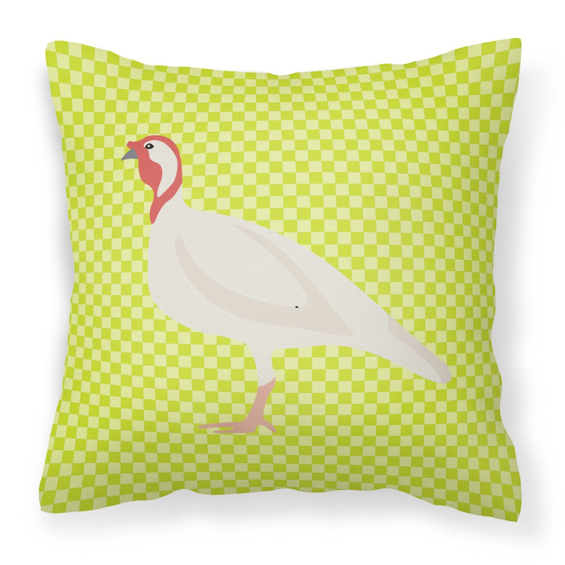 Beltsville Small White Turkey Hen Green Decorative Throw Pillow 18x18 Indoor Outdoor Accent Cushion, Fabric Cover with Insert for Sofa, Bed, Porch & Living Room