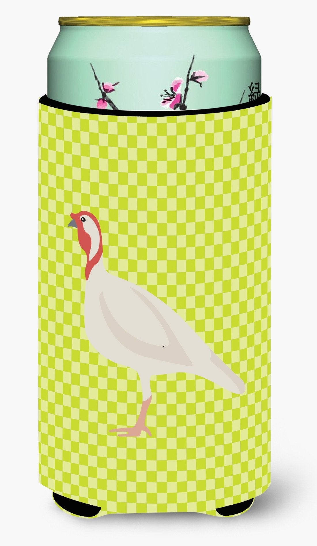 Beltsville Small White Turkey Hen Green Tall Boy Hugger Can Cooler Sleeve Machine Washable Drink Collapsible Insulator Beverage Insulated Holder