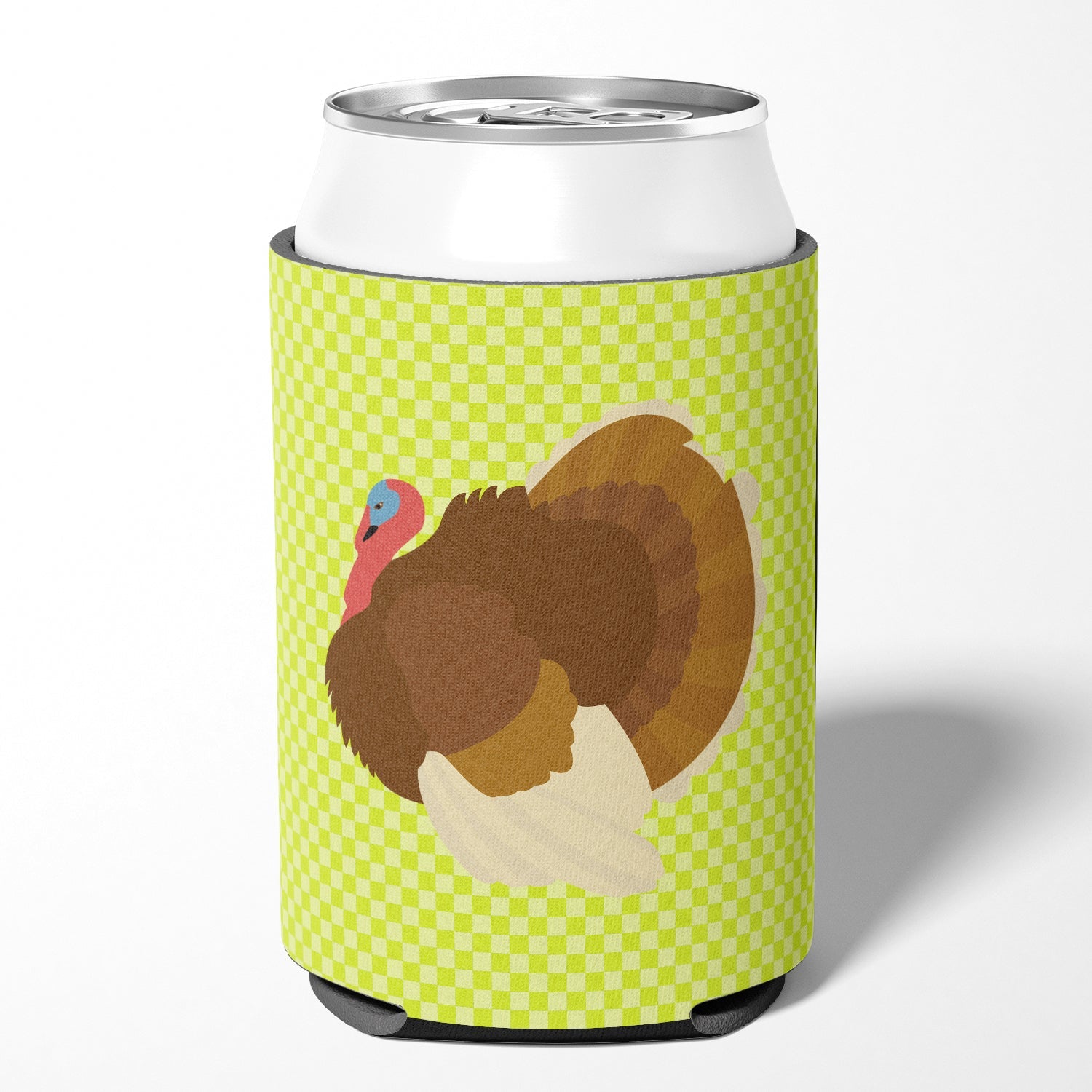 French Turkey Dindon Green Can or Bottle Hugger Cooler Sleeve for Standard 12 oz Cans, Insulated Foam Beer & Soda Can Hugger Reusable