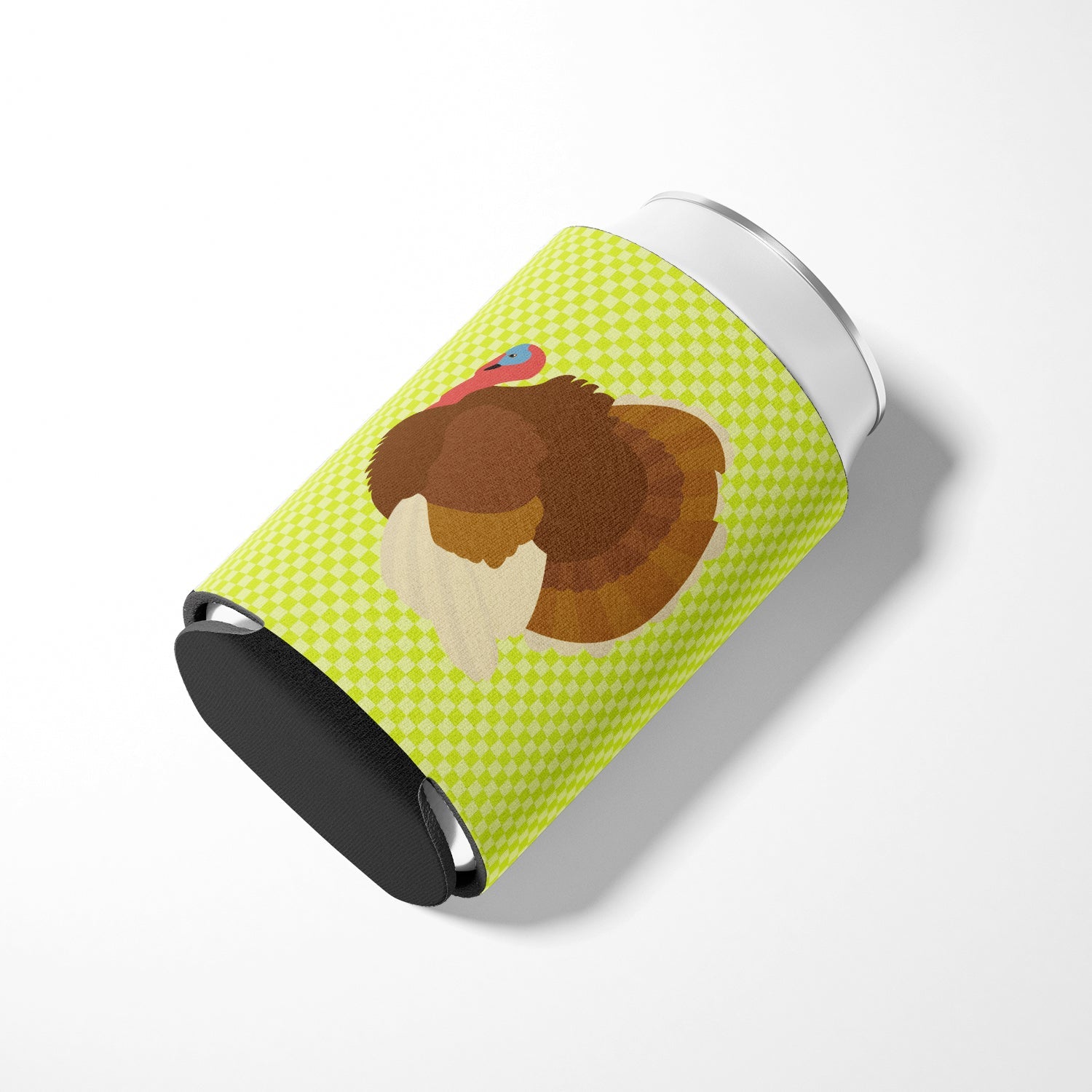 French Turkey Dindon Green Can or Bottle Hugger Cooler Sleeve for Standard 12 oz Cans, Insulated Foam Beer & Soda Can Hugger Reusable