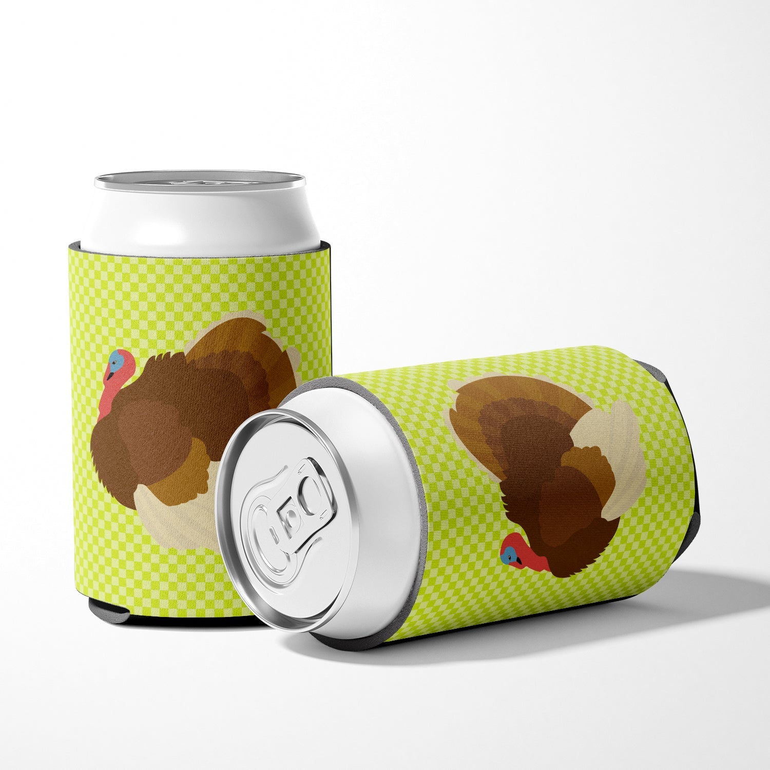 French Turkey Dindon Green Can or Bottle Hugger Cooler Sleeve for Standard 12 oz Cans, Insulated Foam Beer & Soda Can Hugger Reusable